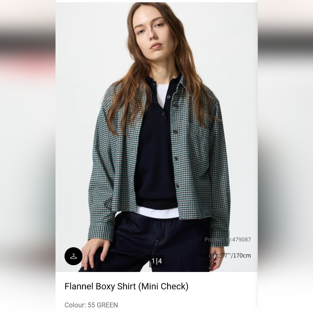 Uniqlo Boxy Flannel Shirt (Green, Blue, and Tan)